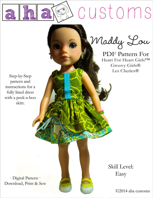 Maddy Lou Dress Pattern for Les Cheries and Hearts for Hearts Girls Dolls