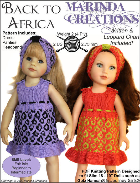 Back To Africa SLIM 18-19" Doll Clothes Knitting Pattern
