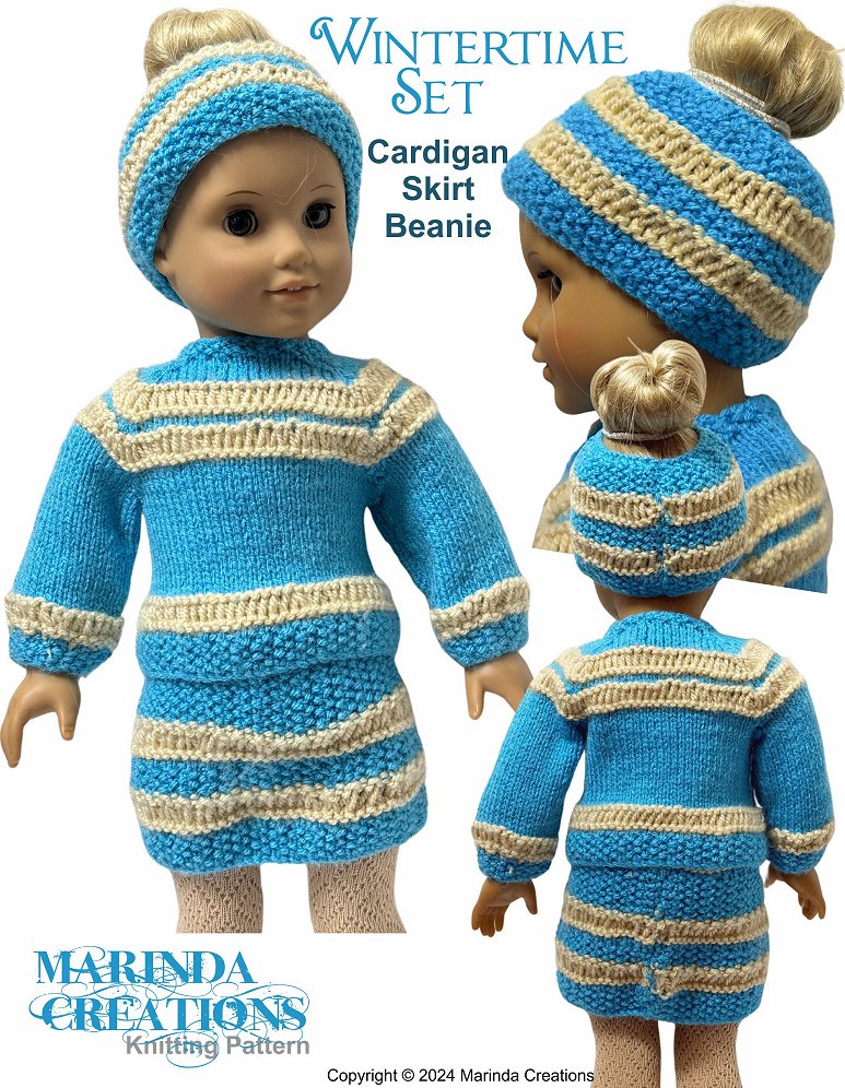 Wintertime Skirt Set 18" Doll Clothes Knitting Pattern