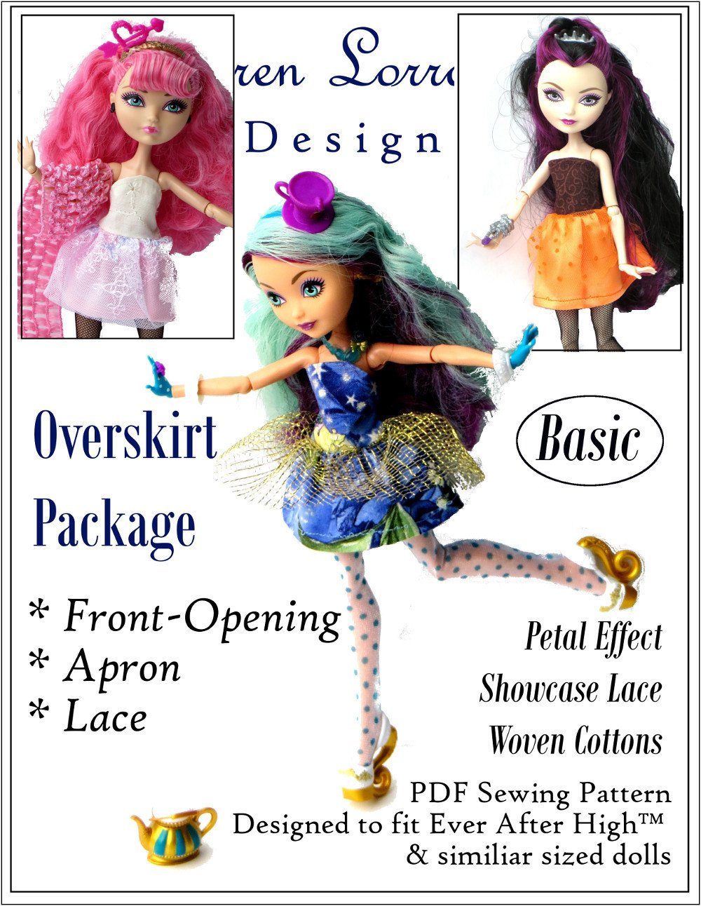 Overskirt Package Pattern for Ever After High Dolls