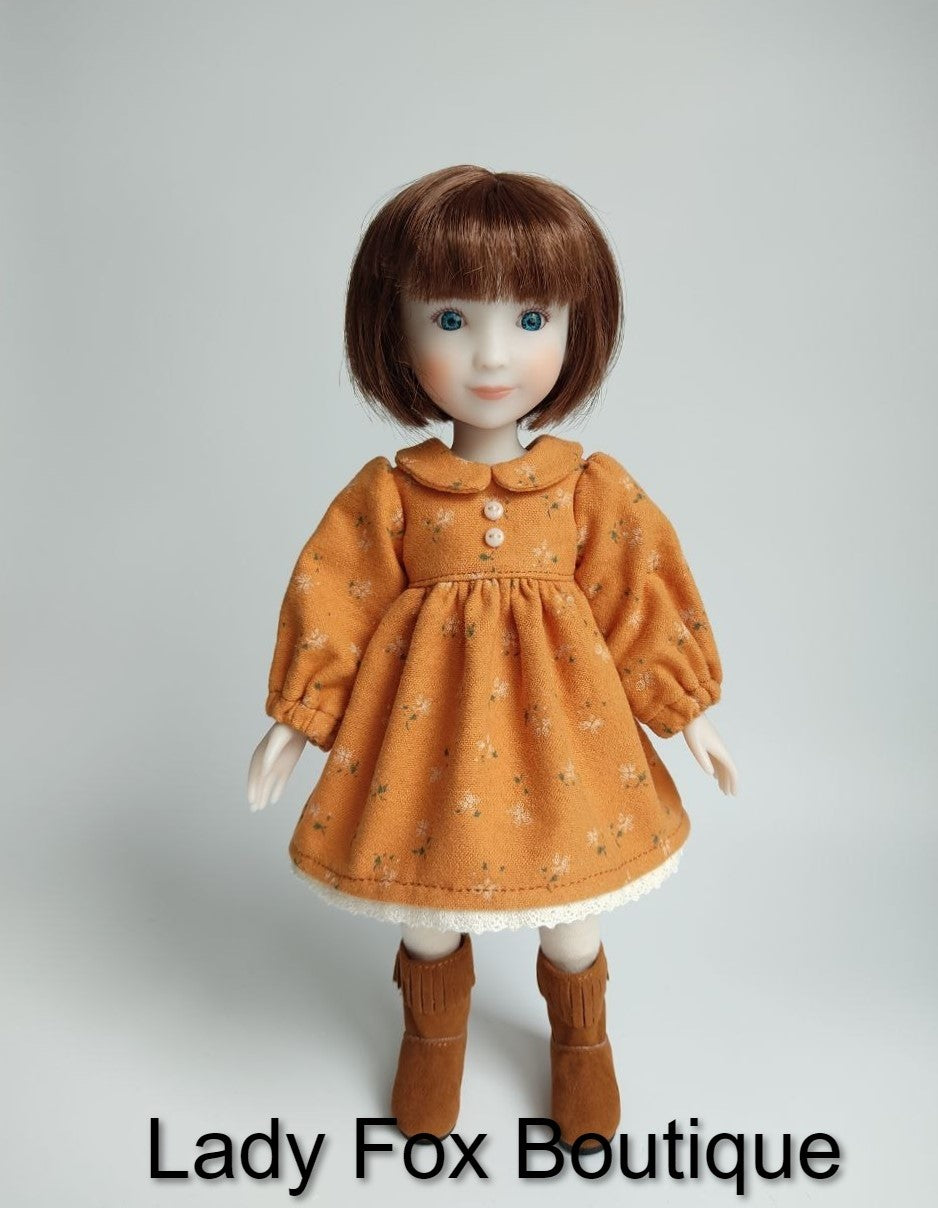 Cozy Autumn Dress Doll Clothes Pattern For 12" Siblies Dolls