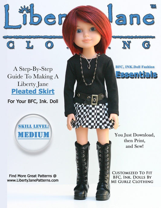 Pleated Skirt Pattern for BFC, Ink Dolls