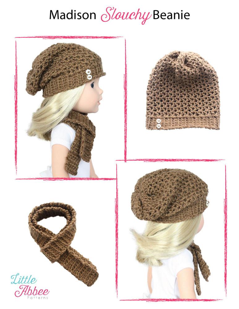 Madison Slouchy Beanie Crochet Pattern for 13-14.5" Dolls