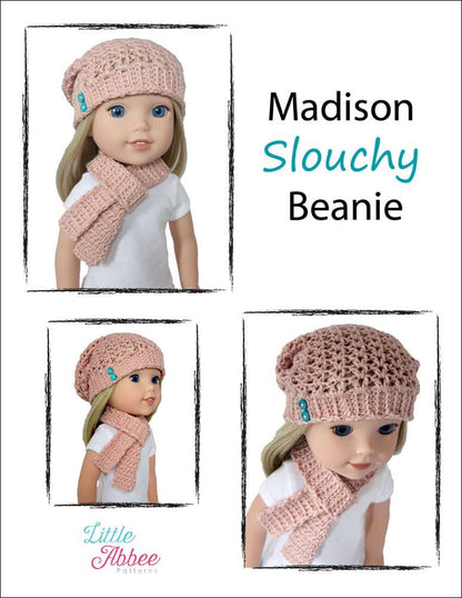 Madison Slouchy Beanie Crochet Pattern for 13-14.5" Dolls