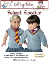 Doll Tag - School Sweater Knitting Pattern for AG