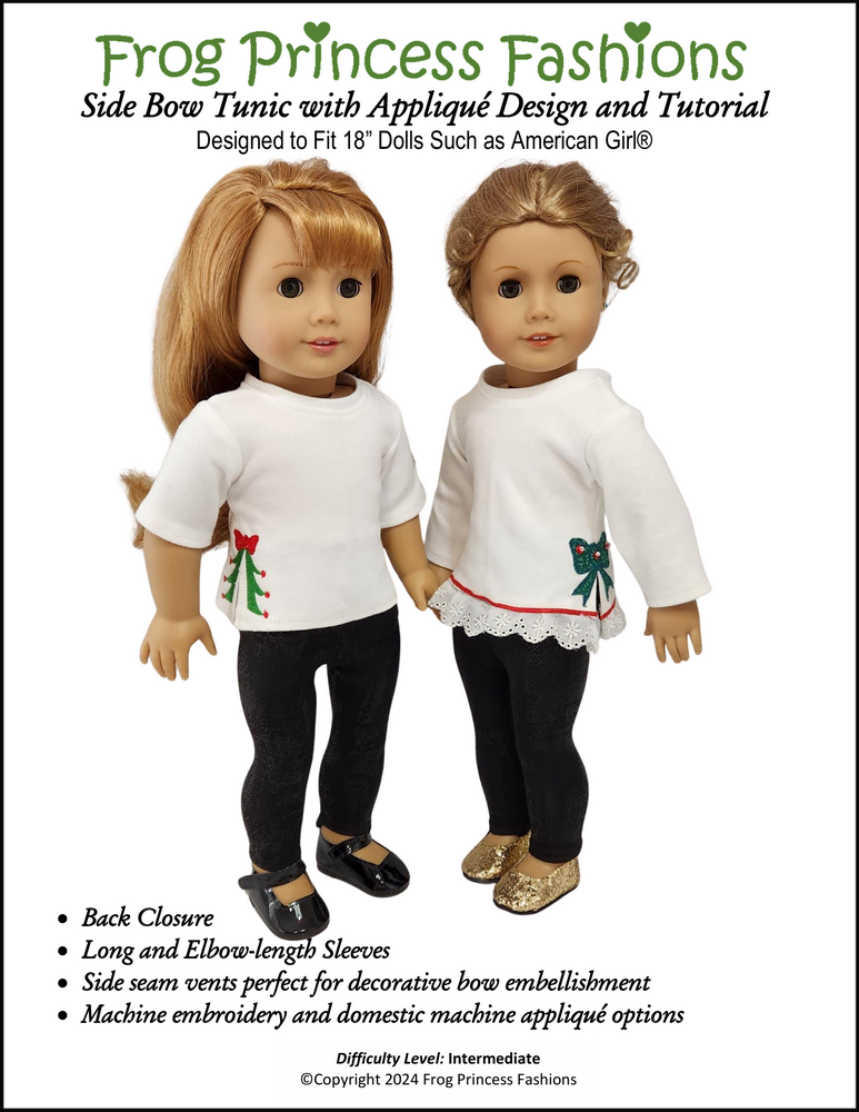 Side Bow Tunic 18" Doll Clothes Pattern