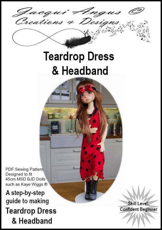 Teardrop Dress and Headband Pattern for MSD Ball Jointed Dolls