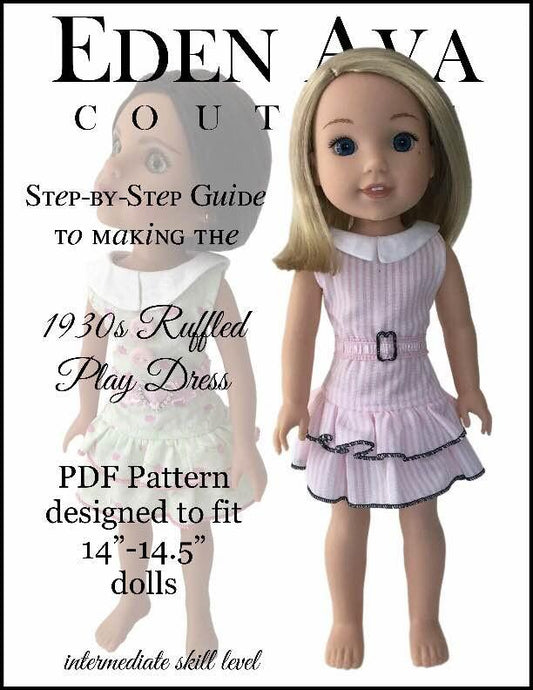 1930s Ruffled Play Dress 14-14.5" Doll Clothes Pattern
