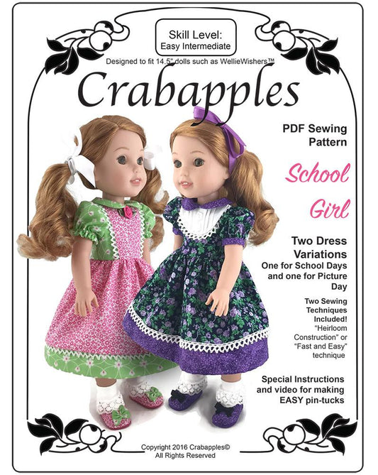 School Girl 14-14.5 Inch Doll Clothes Pattern